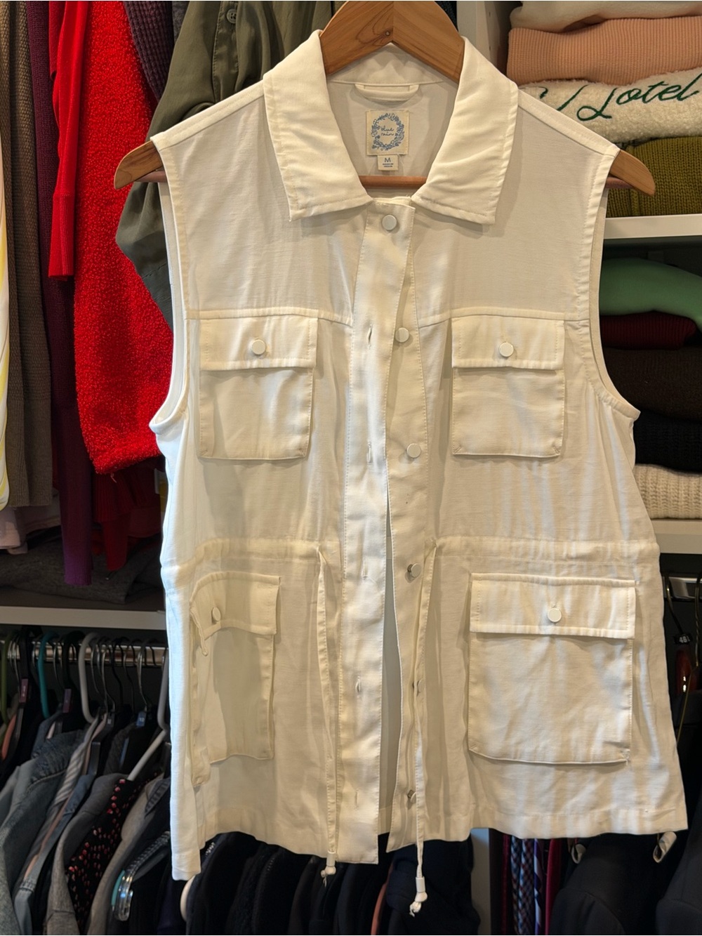 Stylish White Utility Vest by Blue Rain
